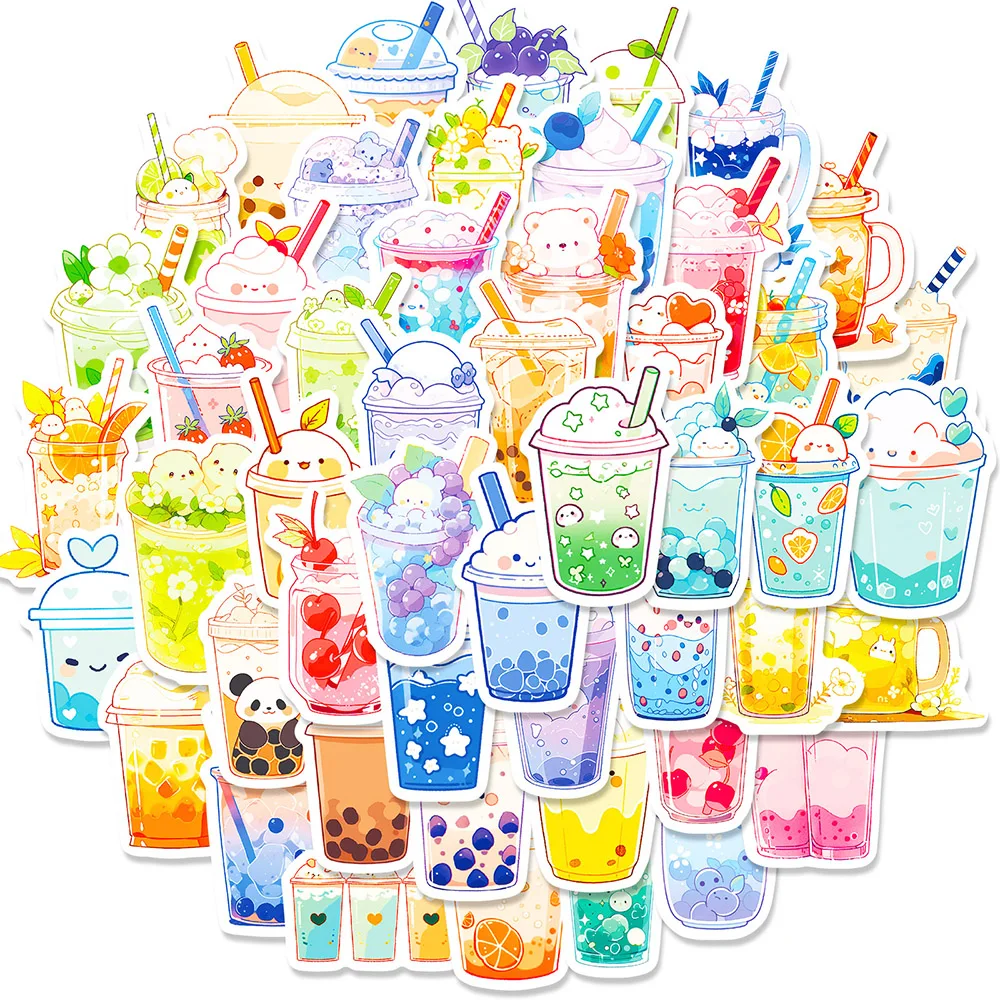 

10/50Pcs Cartoon Cute Animal kawaii Drinks Varied Stickers Pack for Kids Travel Luggage Scrapbooking Decoration Graffiti Decals