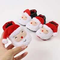 Pudcoco Infant Baby Girls Boys Winter Snow Boots Christmas Cartoon Santa Claus Warm Baby Walking Shoes for Home, Party Wear 1