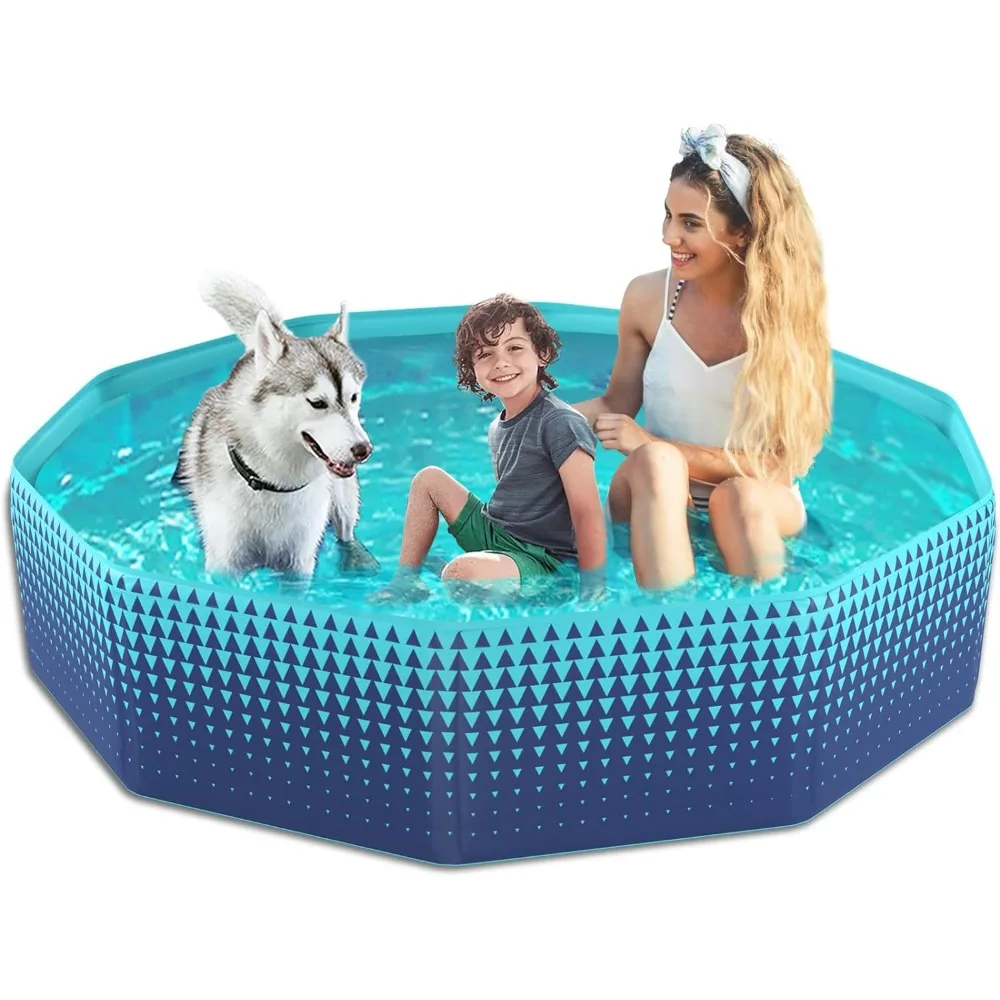 Foldable Dog- Hard Plastic Kids Paddling Pool Toddler Baby Swimming Pool  Wading Pool Bathtub for Puppy Large Dogs 71In