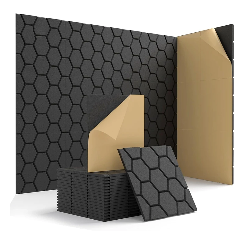 자체 접착 방음 벽 패널, 흡음 패널, 12x12x0.4 인치, 15 팩