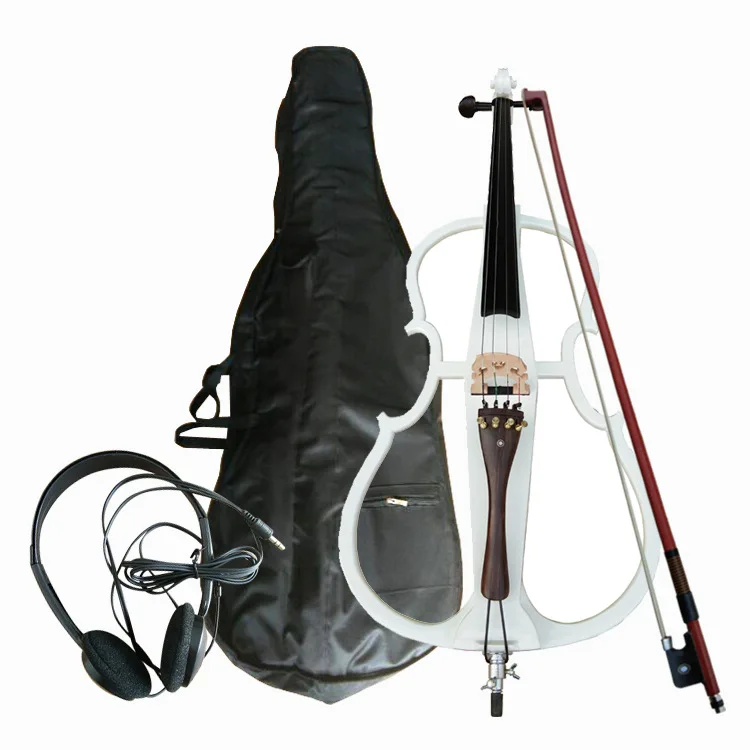 Electronic cello 4/4 black white professional Electric cello Beginners Musical Instruments with bag bow