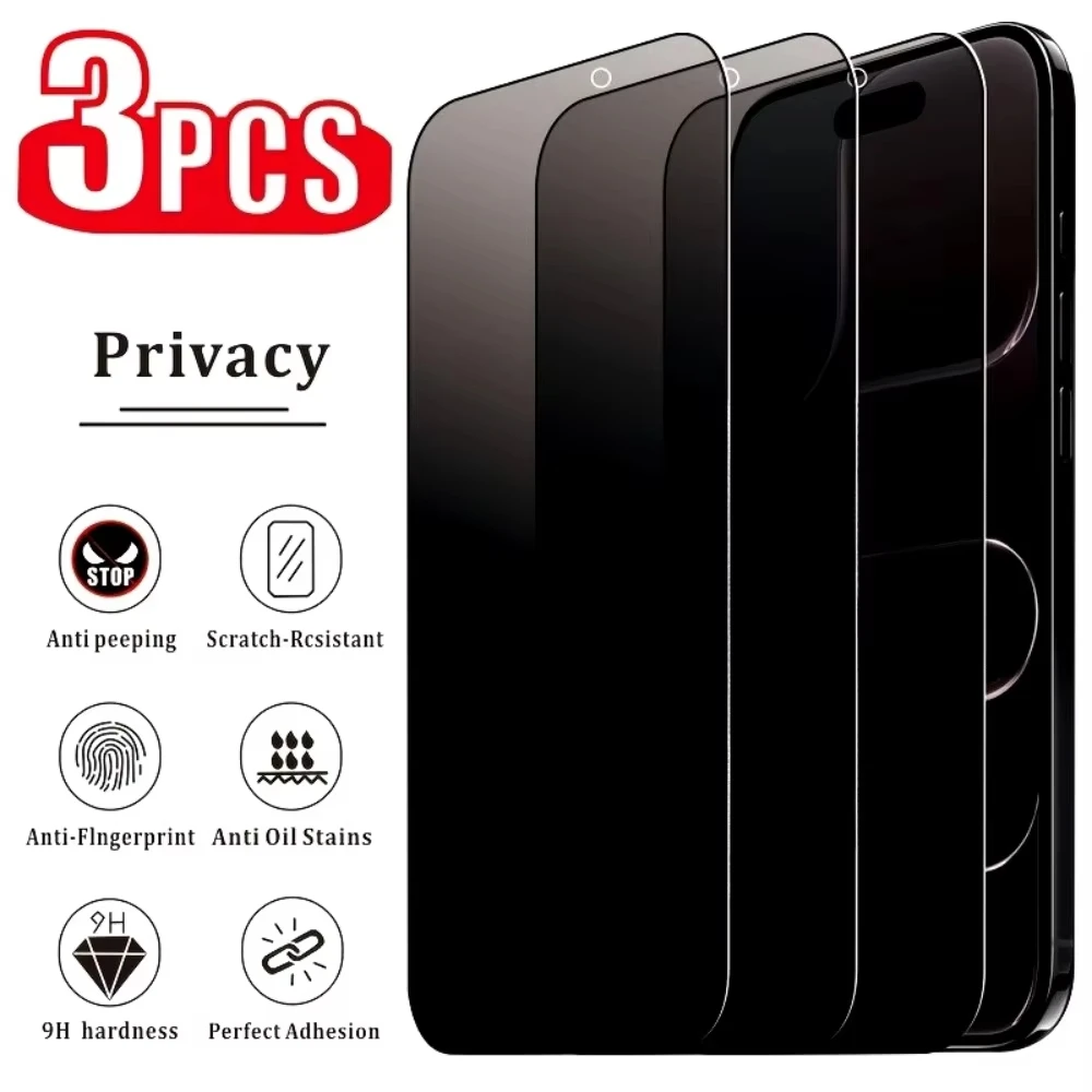 Anti Spy Screen Protector For iPhone 17 Pro 16 15 13 14 11 12 Pro Max Mini 16e Air 6 7 8 Plus SE XR XS Max X Privacy Glass Films