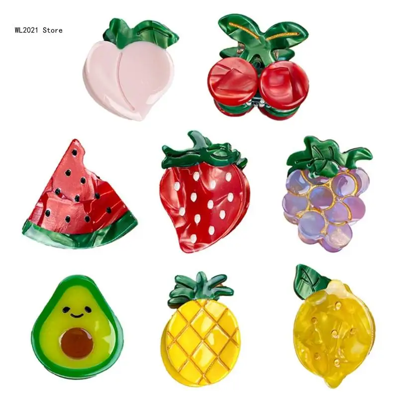 Mini Fruit Side Bangs Hair Claw Shinning Hair Claw Girl Casual Hairpin 10pcs set small baby girl mini hairpin mix color hair claw clips for kid hairpins headwear accessories hair crab claw grip bangs