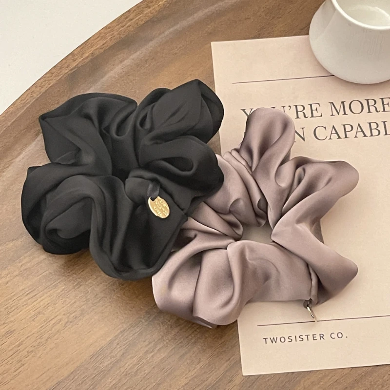 

Satin Silk Hair Scrunchies Black Hair Ties for Girl and Women Scrunchie Solid Color Hair Accessories Scrunch Hairclips for Women