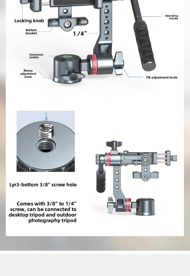 Leaplight LYR3 3-axis Universal Phone Gimbal Tilt Adjustable 360° Rotation for M