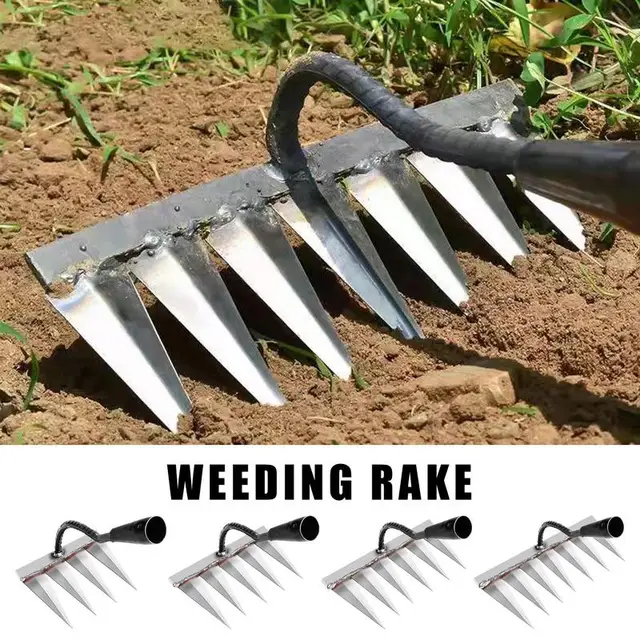 7/6/5/4 Fog Detcher Rake Metal Lawn Gyomnövény Gerincű Szerszám Gereblye Detatch Fű Kertész Kézi Termelők Gyomlálására - Image 3