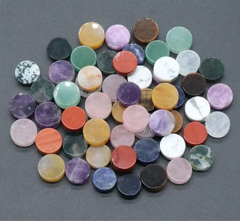 20pcs Natural Healing Crystal Stone Button Shape  Loose Bead Gemstones Amethyst Quartz Room Ornament