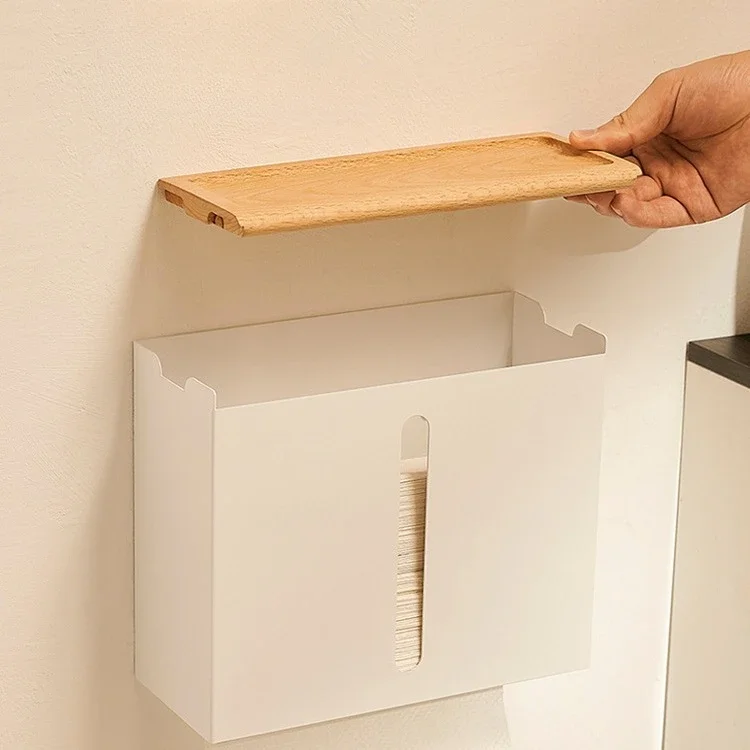 Wooden Tissue Box Napkin Holder Cover, Toilet Paper Handkerchief Case, Wood Home Wipe Organizer, Bathroom and Kitchen