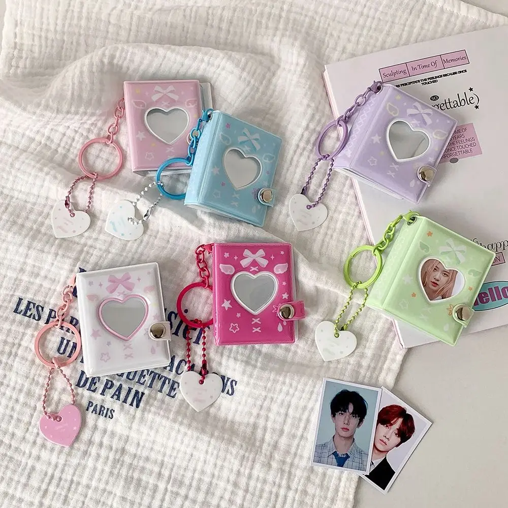 Butterfly Love Heart Mini Photo Album Keychain with Snap Closure