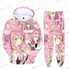 Anime Demon Slayer Hoodies 3D Printing Cosplay pants+Hoodie 2PCS Set Tracksuit Men Women Oversize Streetwear Hoodie Pants Sets 1