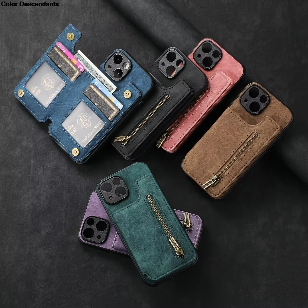 Luxury Zipper Wallet Leather Phone Case Cover