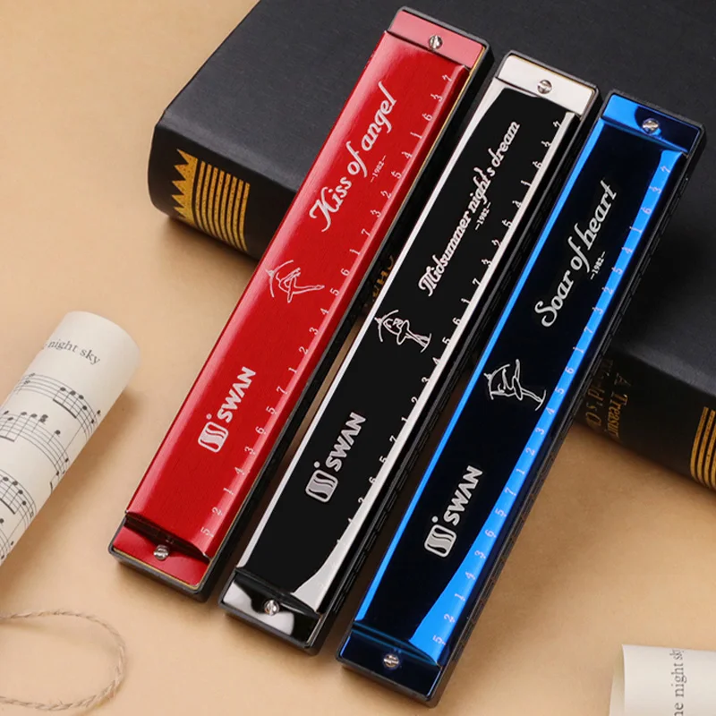 SWAN 24 holes polyphony harmonica C key for professional Students Beginners chromatic harmonica diatonic harmonica kids harmonica
