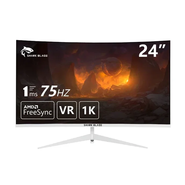 24 Inch Monitor LCD 75HZ Display Curved Screen Computer PC 1K HD Gaming VGA HDMI Interface