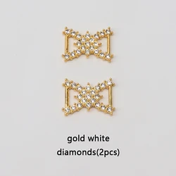 Luxury Rhinestone Shoe Charms with Colorful Diamonds and Fashion Shoelaces - Elegant Sneaker Decorations (Set of 2) (Gold white diamond - 3)