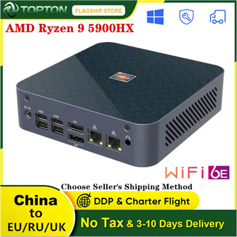 2022 Topton Gaming Mini PC AMD Zen3 Ryzen 9 5900HX 7 5800H 2*DDR4 3200MHz  NVMe SSD 2.5G LAN Desktop Computer Windows 11 WiFi6E