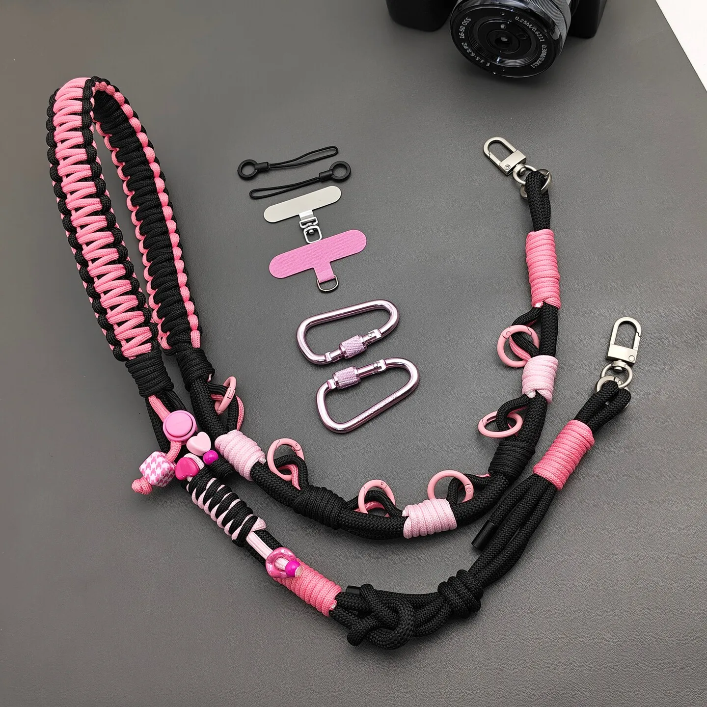 Colorful Paracord DIY Hand-Braided Adjustable Replacement Bag Strap Outdoor Anti-lost Camera Phone Lanyard Crossbody Strap