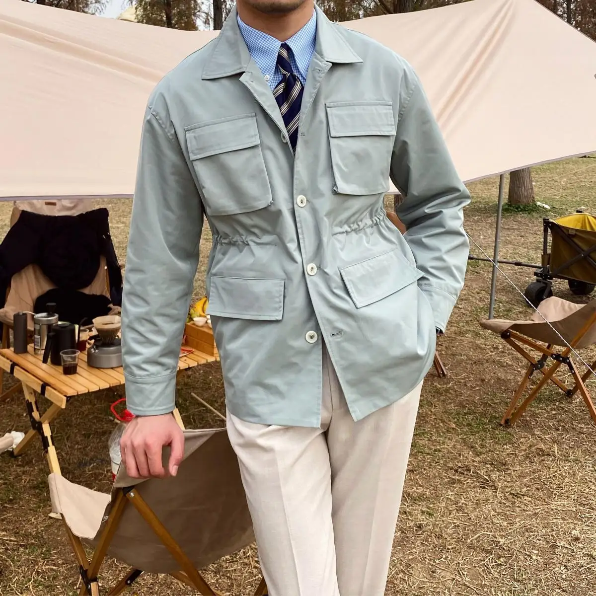 

Men Pockets Suit Collar Cazadora Jackets Male Loose Fashion Outwear Plus Size Your Waist Coats Streetwear New Clothing Hombre