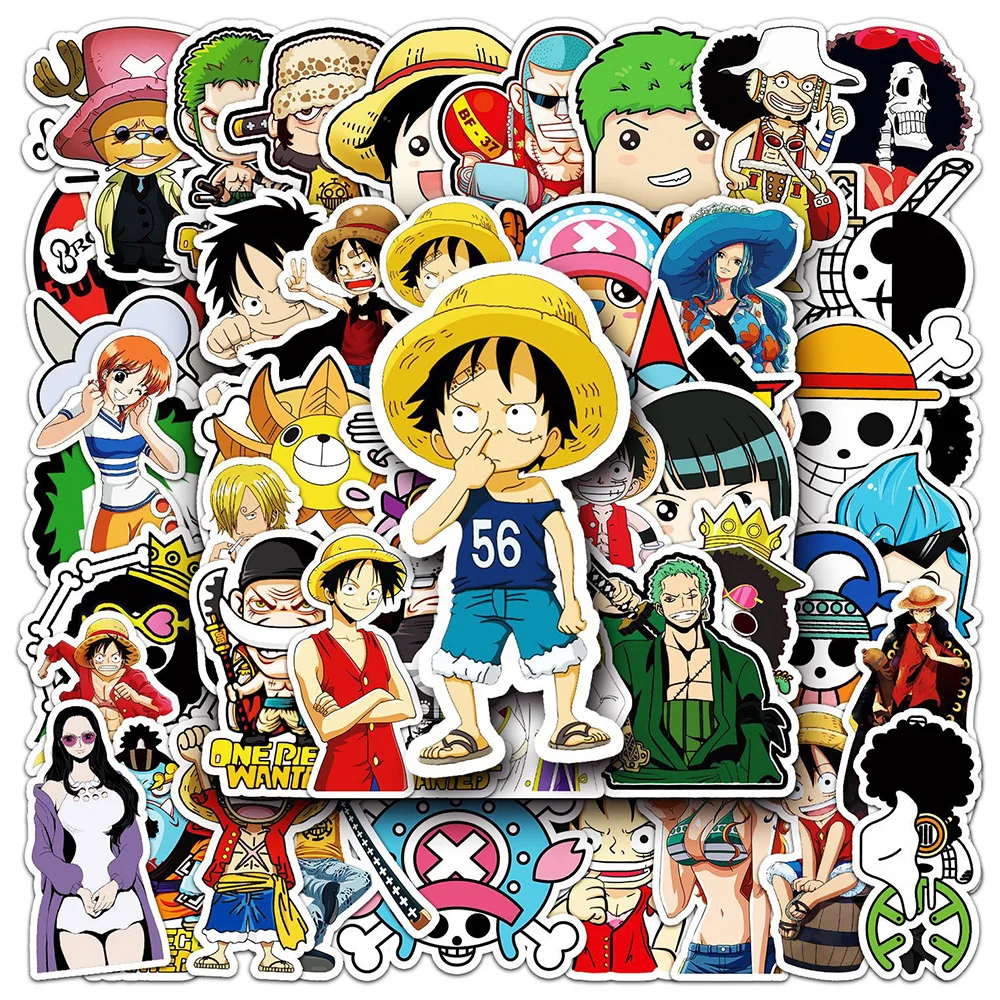 

10/30/50pcs ONE PIECE Anime Stickers Cartoon Decals Graffiti Suitcase Laptop Skateboard Car Waterproof Kids Fun Stickers Gift