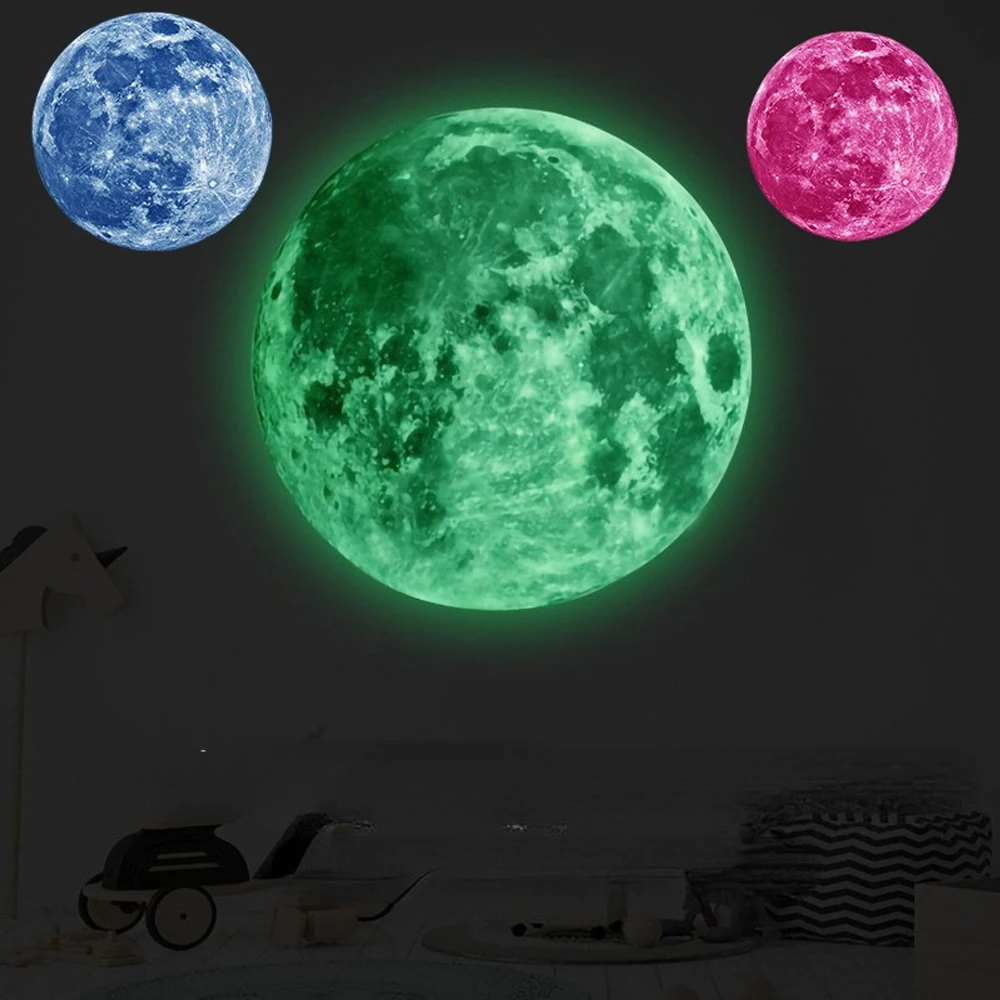 5-40cm Luminous Moon Sticker Decoration Fluorescent Sticker Kids Room Decorations for Bedroom Luminous Toy Настенные Украшения