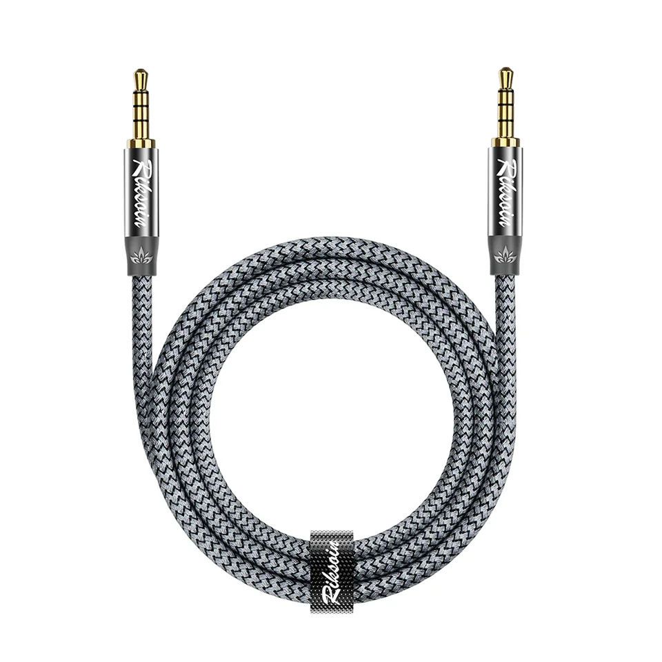 Cavo Audio Da 3,5 Mm A 3,5 Mm, 4 Poli, 5 Metri – Nylon Intrecciato, Con Microfono, Per Cuffie, Auto, PS4, PC – Connettori Placcati Oro - 2
