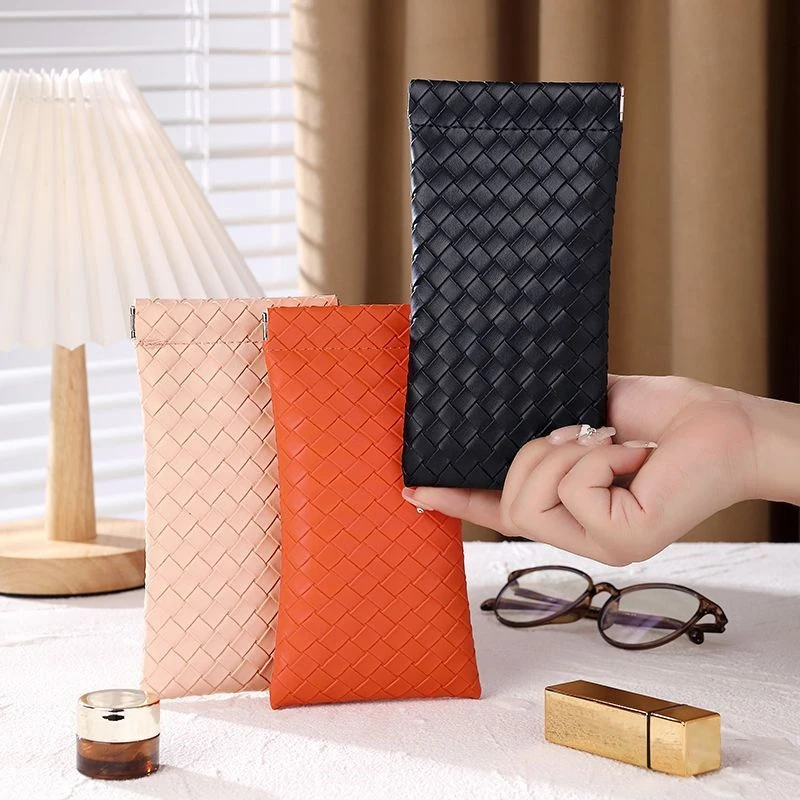 휴대용 방수 안경 파우치, PU 가죽 안경 보호 커버, 보관 가방, 우븐 안경 가방, 선글라스 박스, 1PC