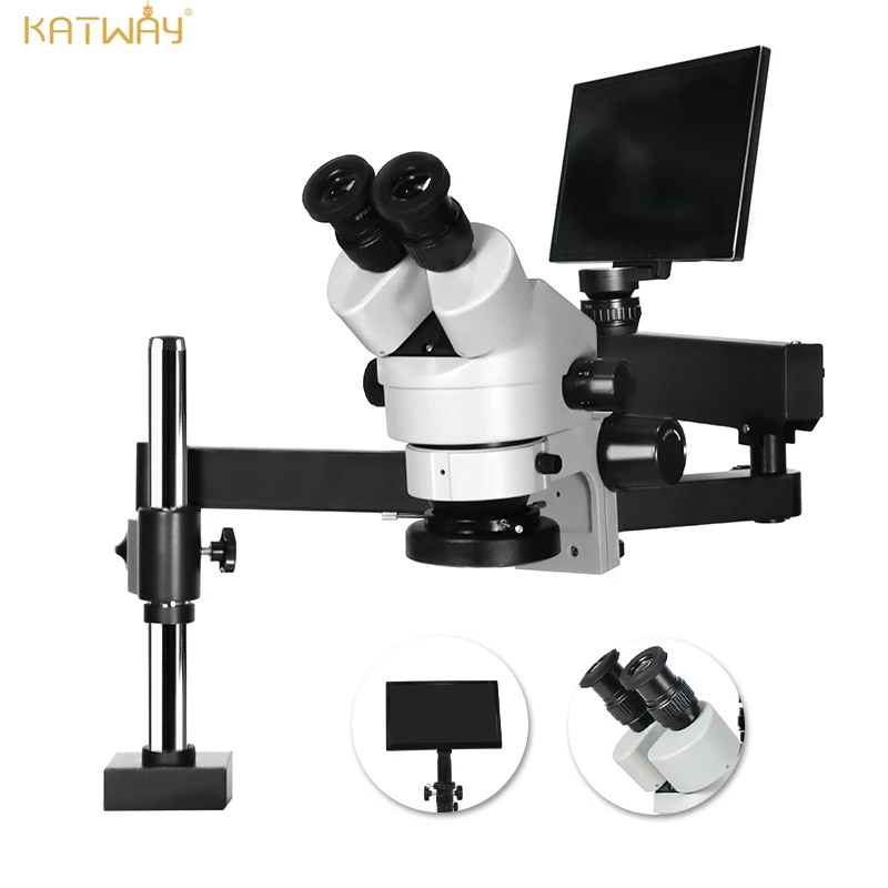 

KATWAY Trinocular Stereo Microscope for Electronics Repair Professional Micro Inlaid Jewelry Works Engrave Soldering HH-MH01B
