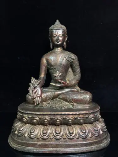 

12" Antique collection Tibetan Buddhism temple Bronze Shakyamuni Buddha statue
