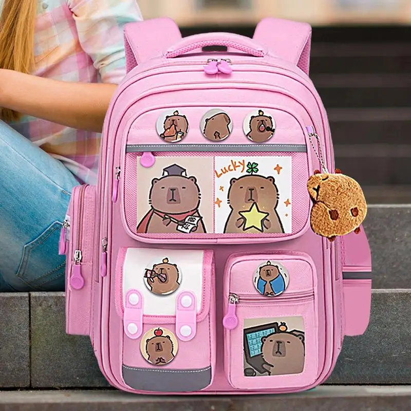 Capybara Backpack Cute Animal Schoolbag Large Capacity Backpack School Supplies Waterproof Bag For Books Stationery