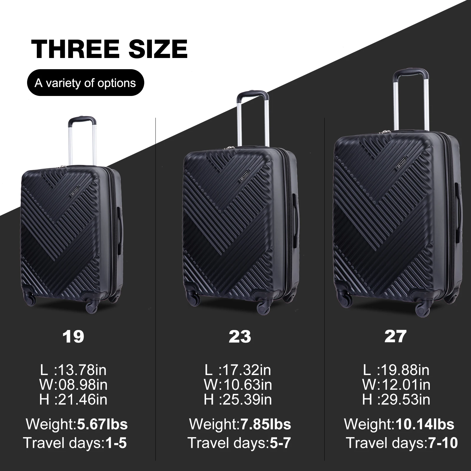 Luggage Sets 3 Piece with Double Spinner Wheel,Suitcase Set PC Hard Case with TSA Lock and Organizer Storage Bags 2