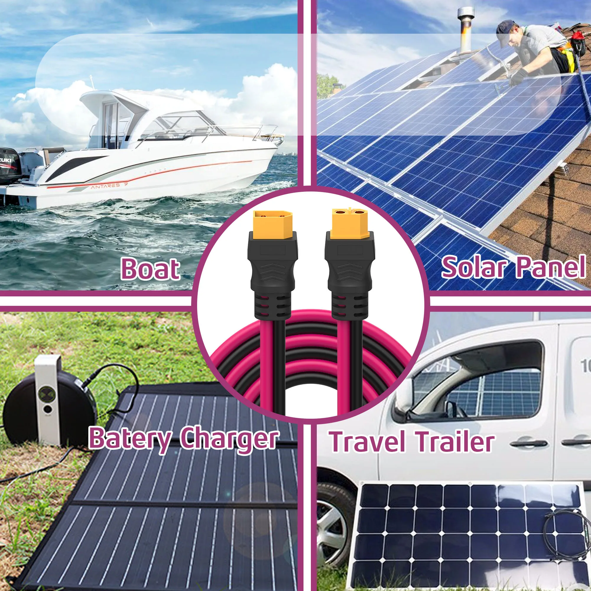 รูปสินค้า สายต่อขยาย XT60 คุณภาพเยี่ยม สำหรับโซลาร์เซลล์และแบตเตอรี่
