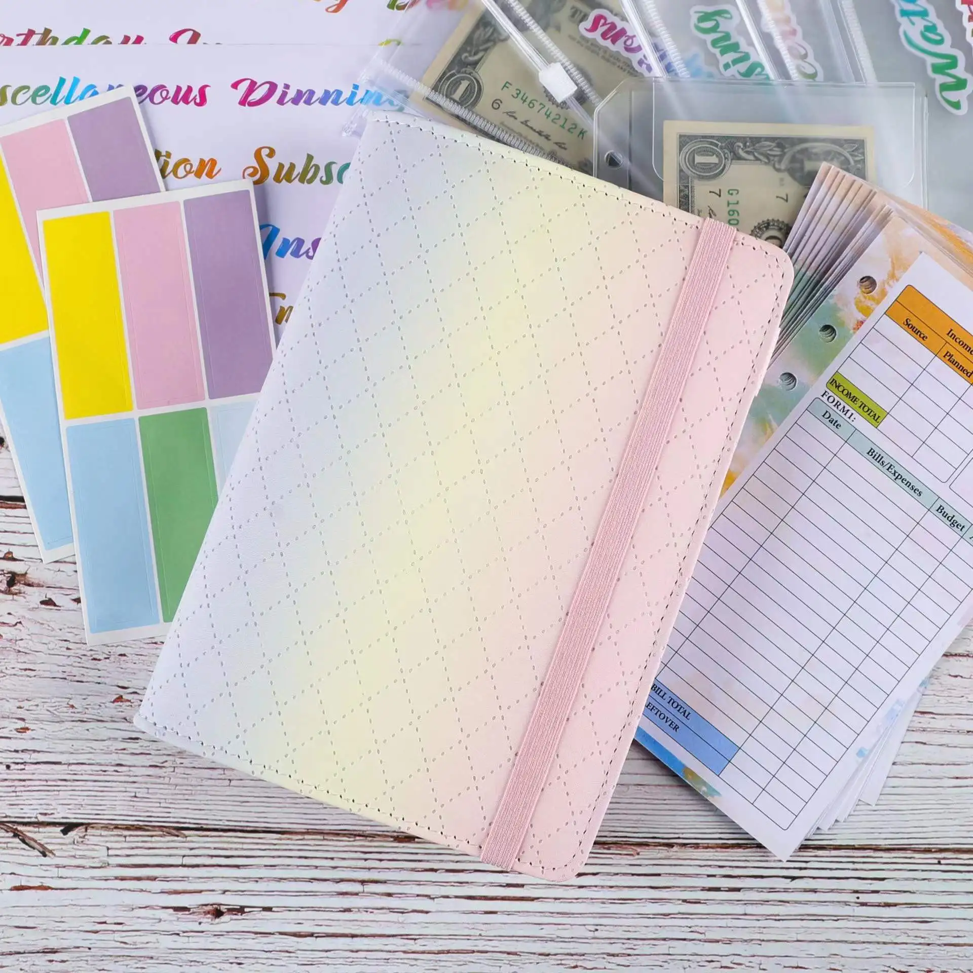 Money budget binder A6 refillable 6 ring notebook planner cover for A6 refill paper cash envelopes system