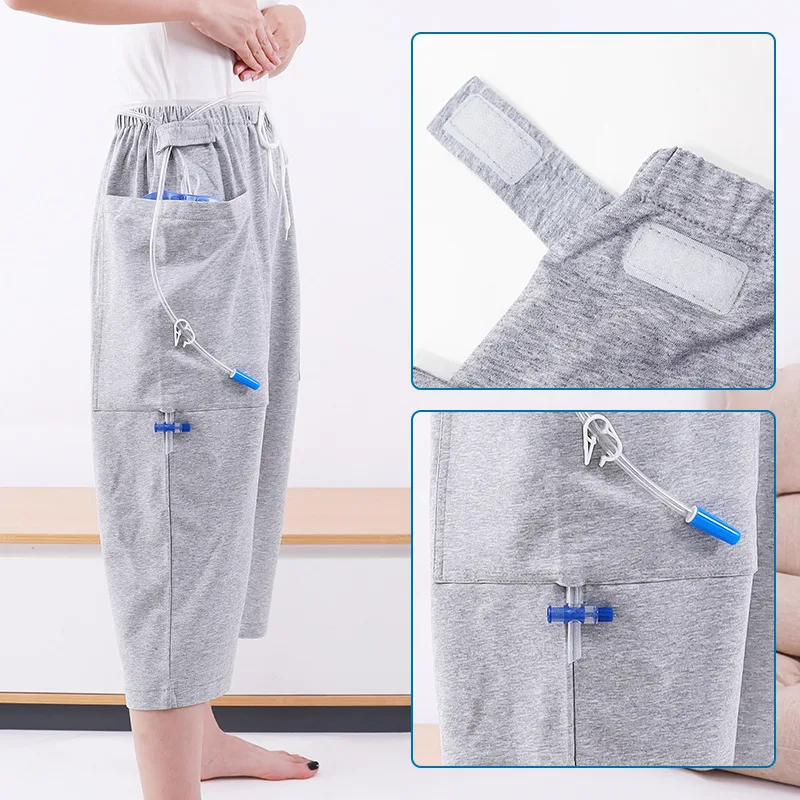 Adult Diaper Pants Bladder Stoma Elderly Pants Collection Urine Bag Storage Incontinence Drainage Patient Care Cropped