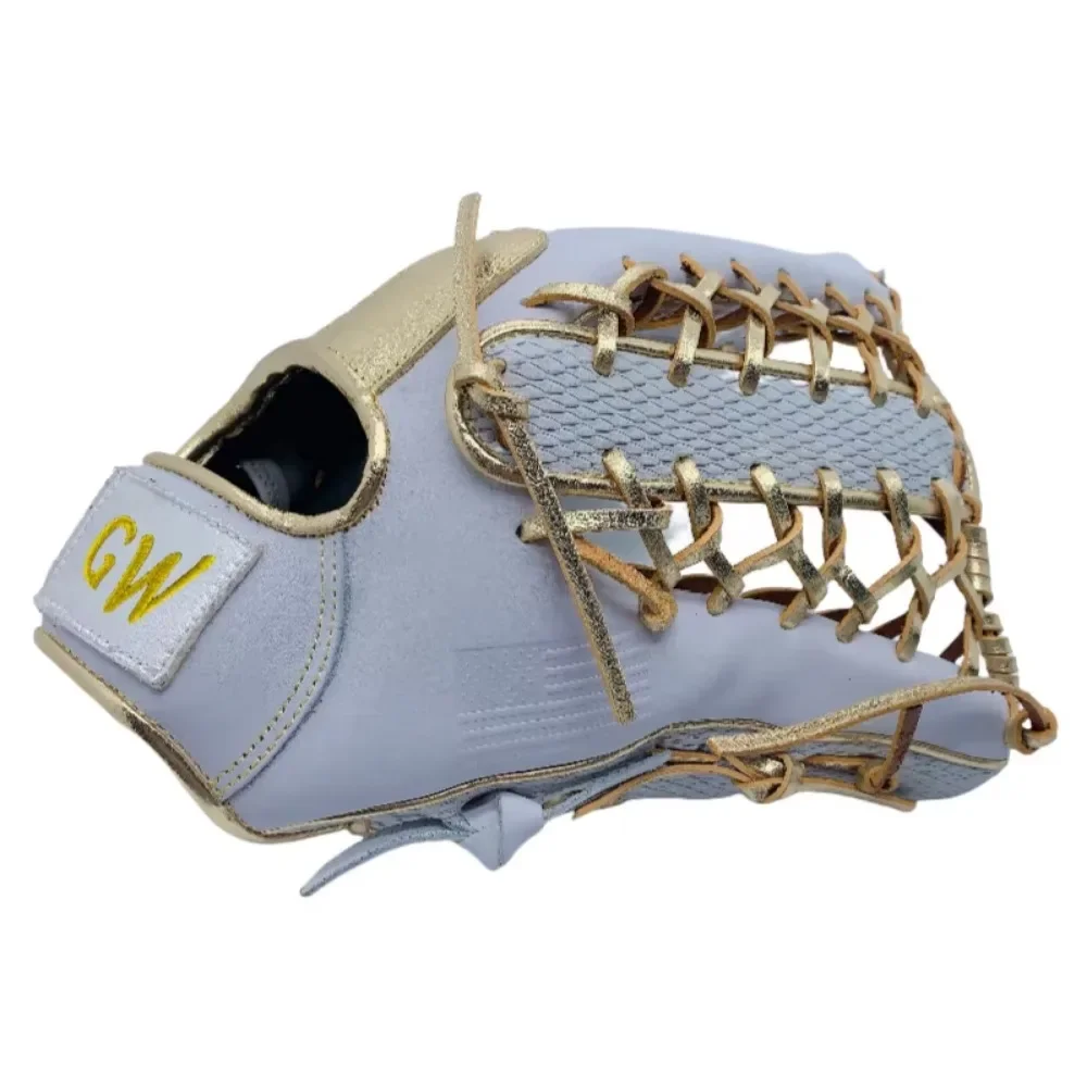 12-inch White and Gold Baseball Gloves Batting Gloves