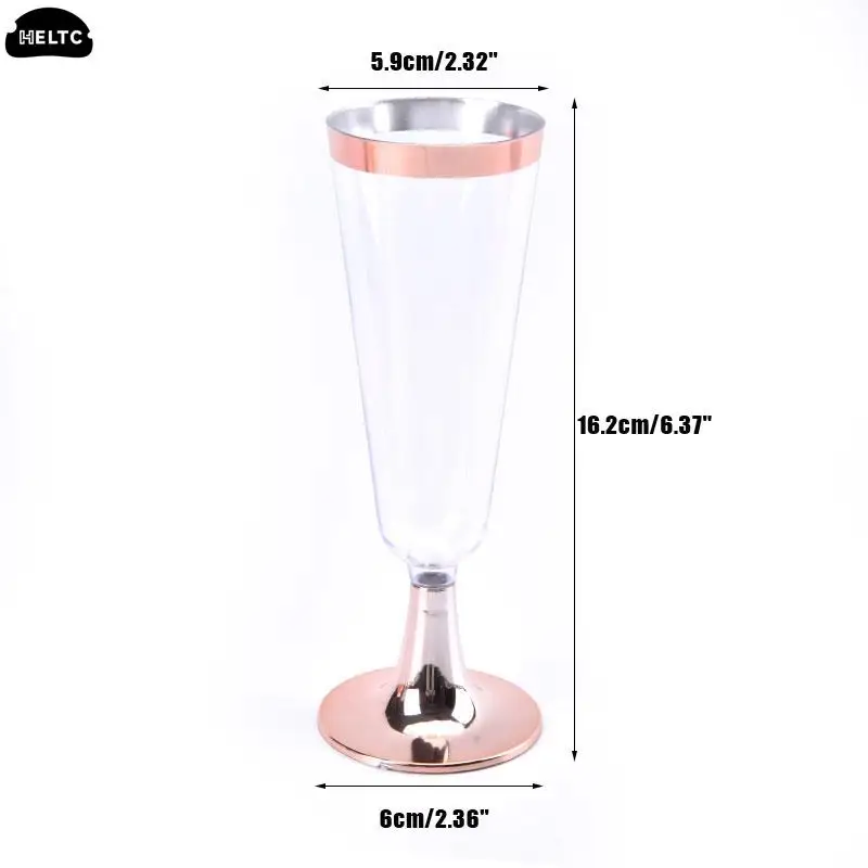 Calici Da Champagne In Plastica Con Finiture Oro Rosa, 6 Pezzi – Eleganti E Infrangibili Per Feste E Matrimoni - 5