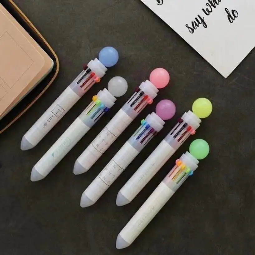 3 Pcs Random Novelty 10 Color Ballpoint Pen Ballpen For Kids Child Student Office Supply Student Supplies And Office Supplies