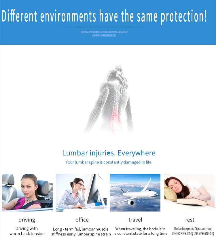 3D Car Lumbar Support Cushion Memory Foam Waist Pillow Soft Cozy Seat Back Cushion For Protect Lumbar Cushion Chair Sofa Office