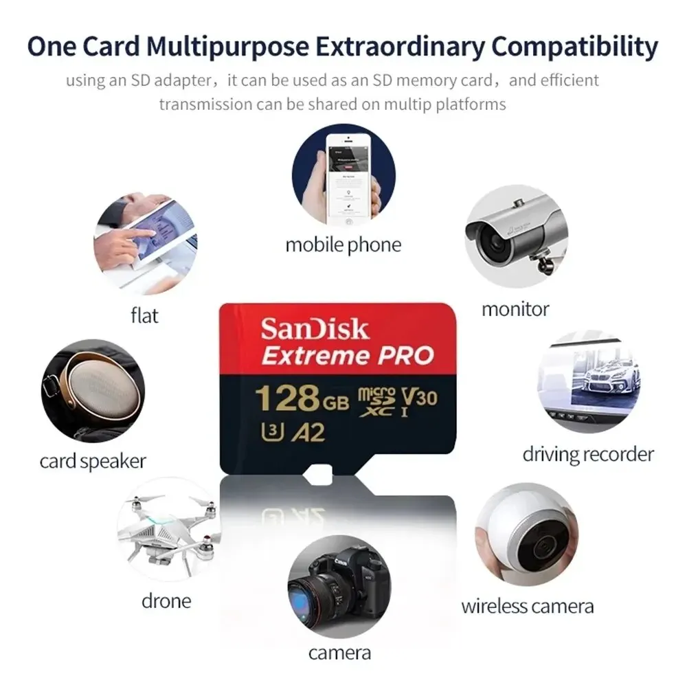 Sandisk extrém PRO mikro SD karta 128GB 64GB 32GB 512GB 256G 400G mikro SD 1TB blesk paměť karta SD U3 4K V30 microsd TF karet