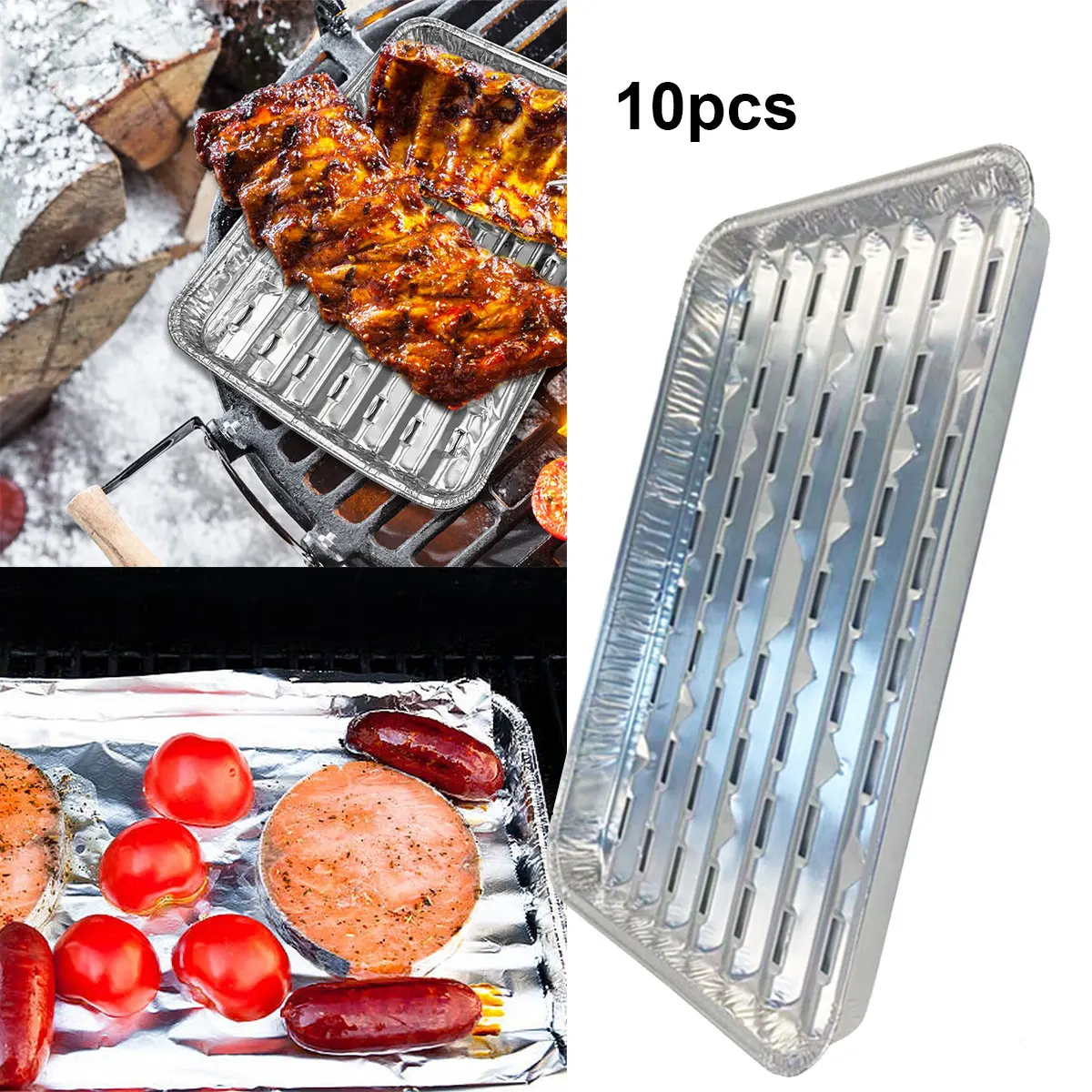

10PCS Disposable Tinfoil Liner perforated grill pan disposable tinfoil pan healthy grill pan