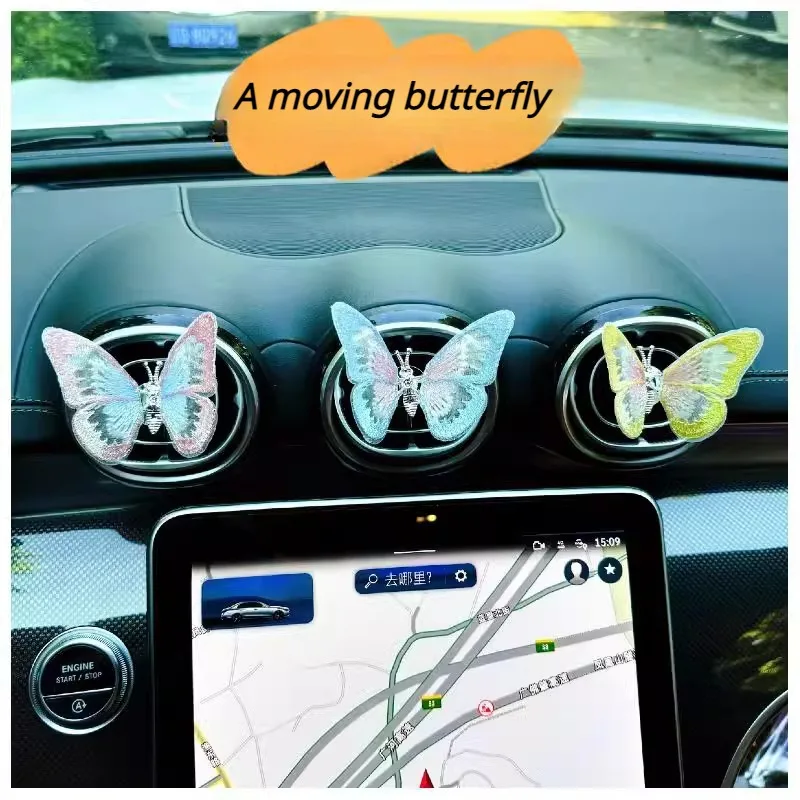 

Creative Car Ornament Funny Cartoon A moving butterfly Festival Gift Car Center Console car accessories interior woman