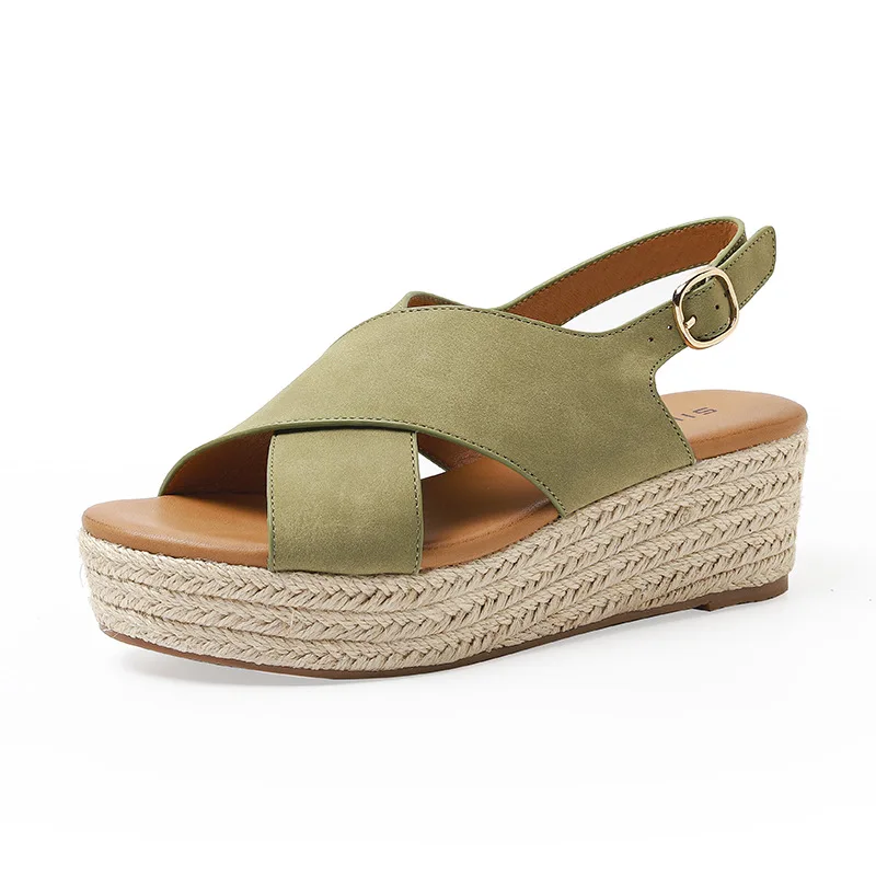 Summer Women Sandals 2022 New Fashion Wedges Super High Heel Sandals Buckle Round Toe Open Toes Ladies Footwear 