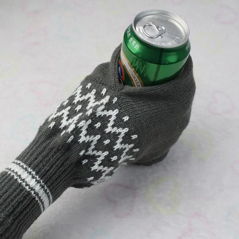 Beer Mitten Gloves Winter Warm Knitted Stretch Full Finger For Outdoor Camping Picnic Low Temperature Weather