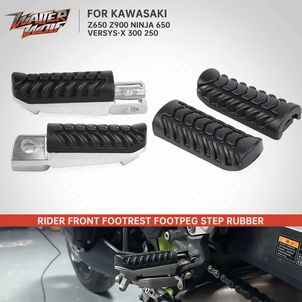 For Kawasaki Ninja 650 Front Rider Foot Rest Pedal Motorcycle Footpeg Versys-X 300 250 Z900 ZR900 Z 650 ER650 KLE250 KLE300 motorcycle footrests motorcycle foot pedals