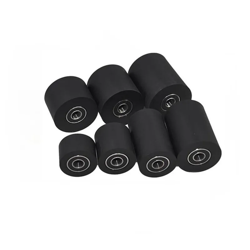 1pc 5/6/8/10mm 보어 이중 베어링 폴리 우레탄 가이드 풀리 PU 풀리 음소거 침묵 고무 코팅 베어링 롤러 휠