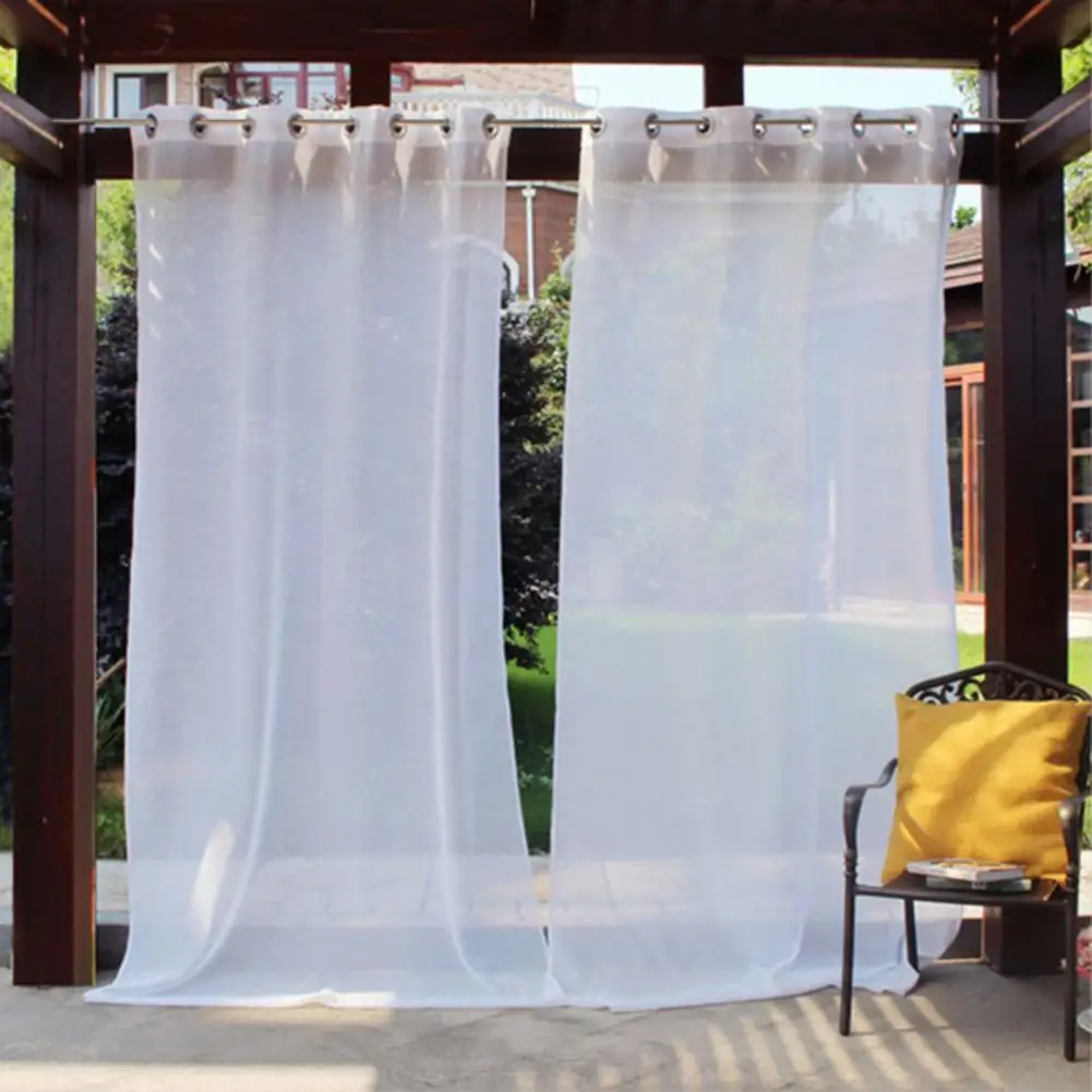 Simple Waterproof White Patio Drapes Multipurpose Patio Curtain Polyester Solid Pergola Curtain for Outdoor 6