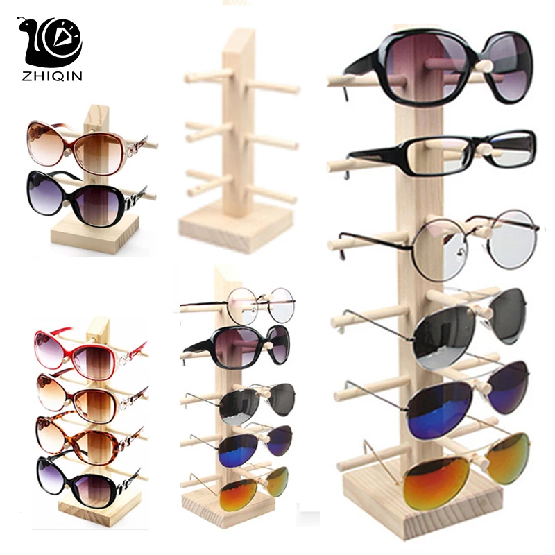 Wooden Sunglasses Eye Glasses Display Rack Stand Holder Organizer 4/5/6 Layers 