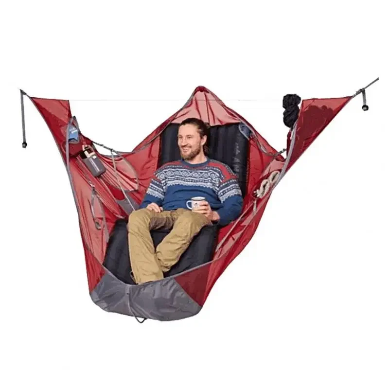 Culle da campeggio Amaca Letto sospeso Sacco a pelo per campeggio Get-Together Amaca multi-persona con rete da letto Amaca da campeggio per famiglie - immagine 5