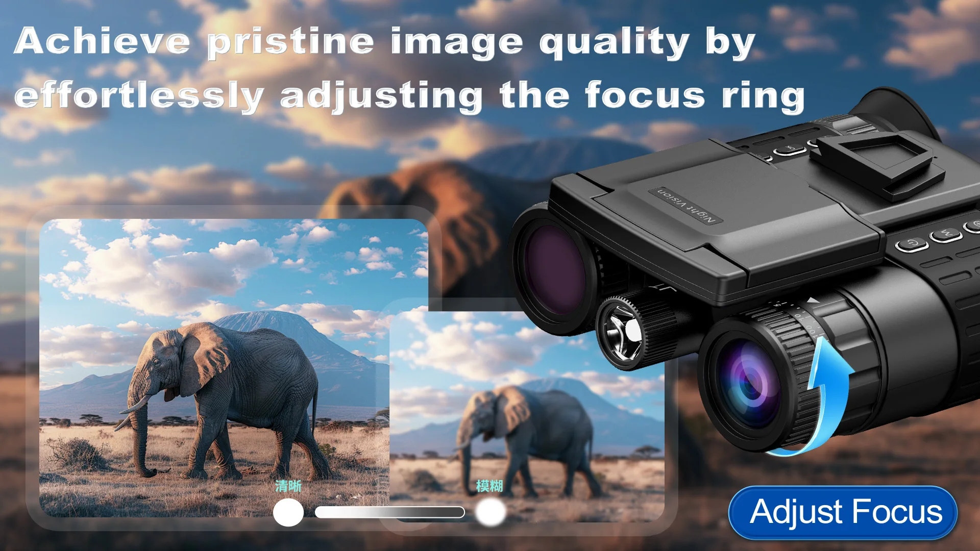 4K Hunting Night Vision Binoculars Camera with Tactical Light 600m Range 8X Zoom