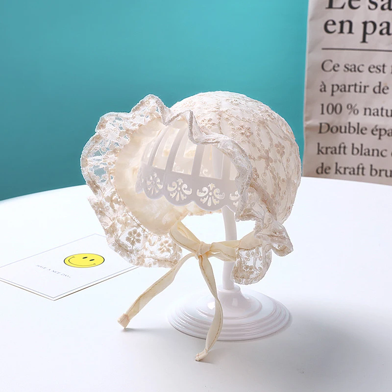 Prinzessin Spitze Mesh Baby Hut Frühling Sommer Einfarbig Säugling Kleinkind Mützen Kappe Süße Weiche Aushöhlen Sonne Neugeborenen Mädchen_voghion.com