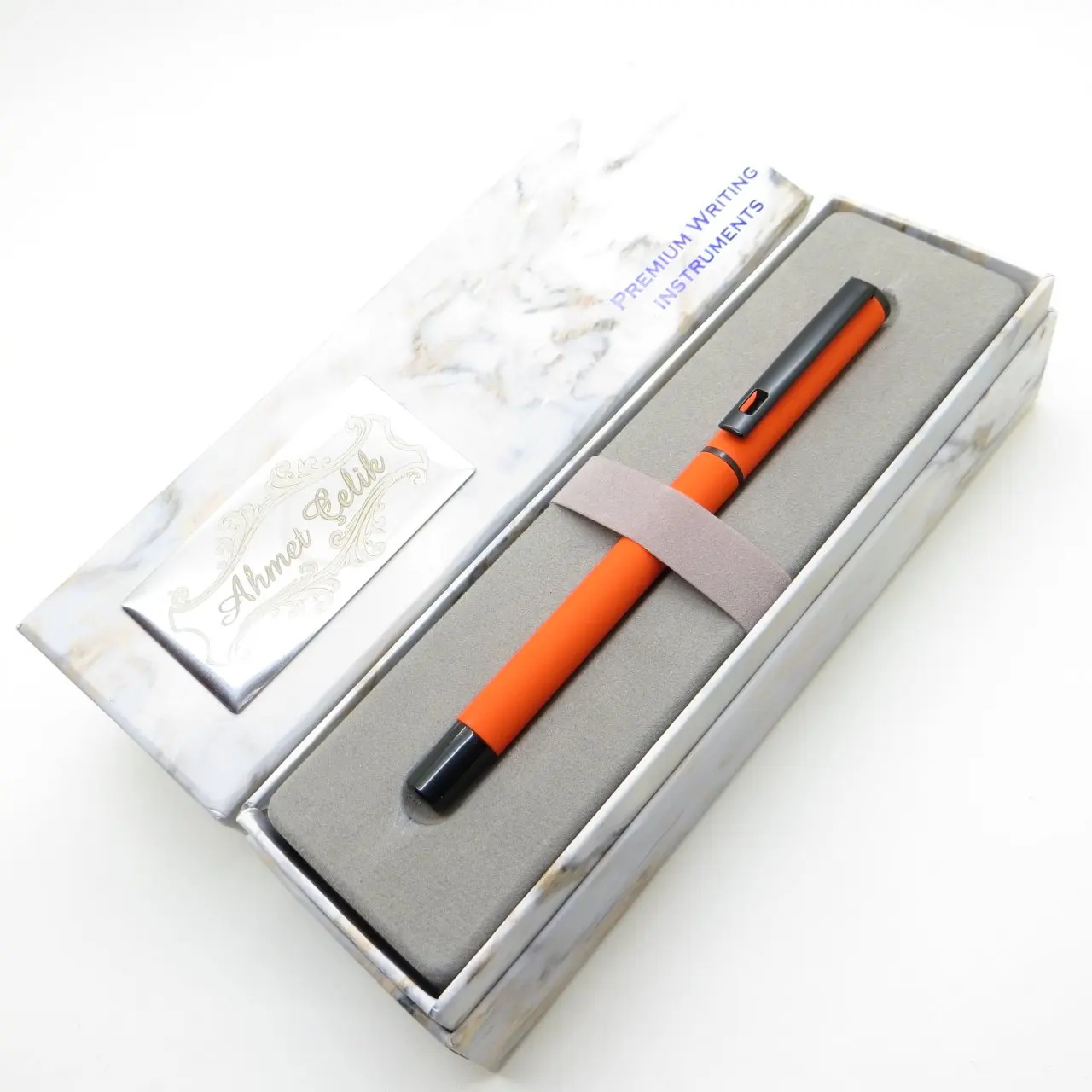 وينغز ماربل R163 باستيل برتقالي قلم حبر