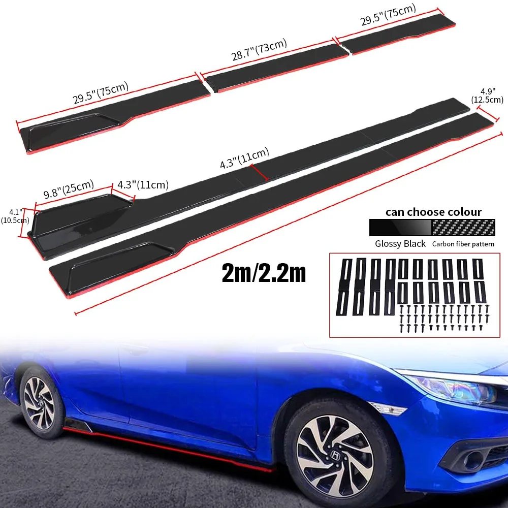6PCS-2m-2-2m-Universal-Side-Skirts-Extension-Rocker-Panels-Lip ...